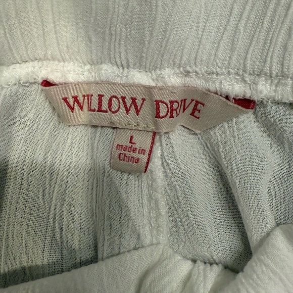 Womens Willow Drive sheer wide leg elastic drawstring white pants Size Large EUC - Picture 7 of 9